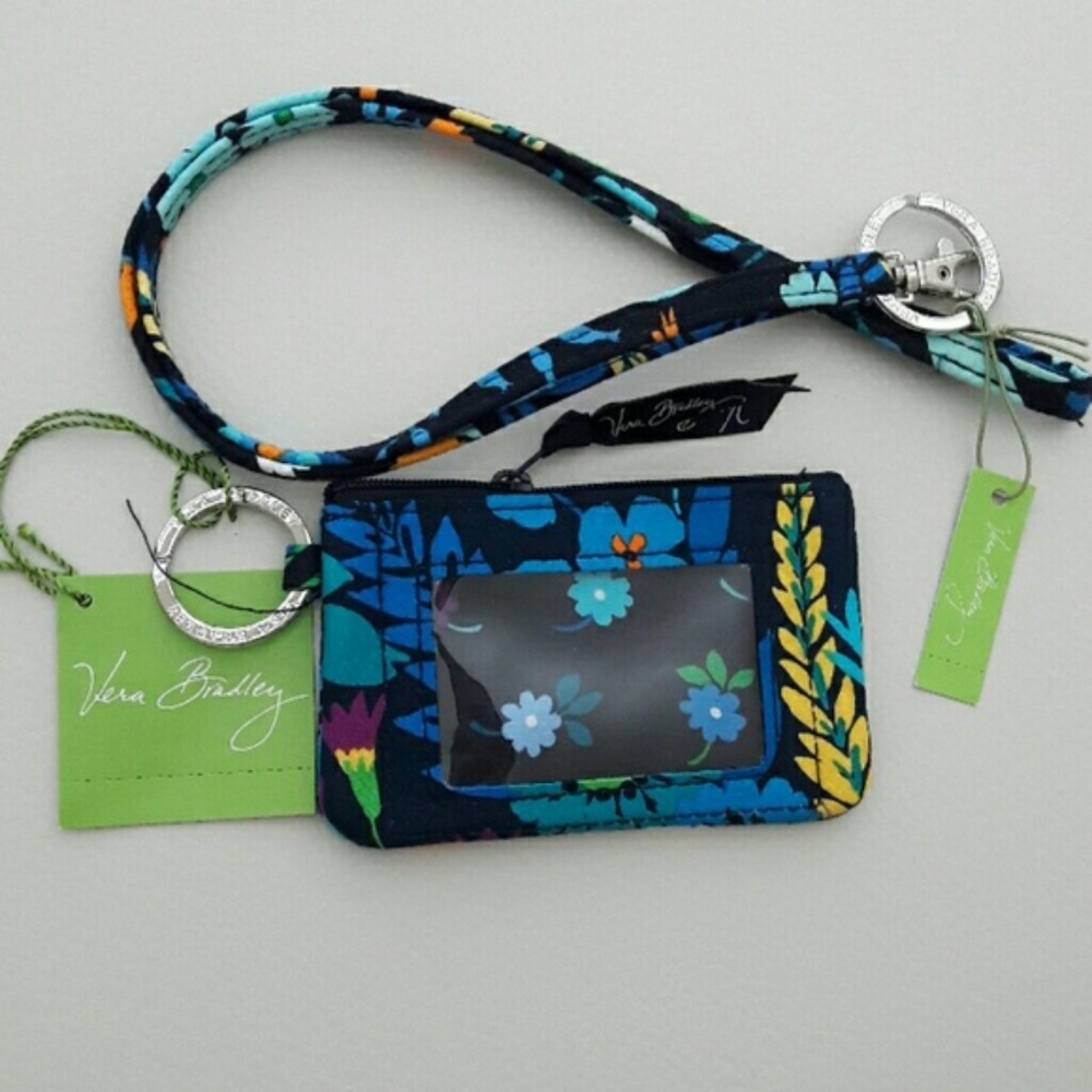 Vera Bradley Zip ID Case Lanyard Midnight blue NWT